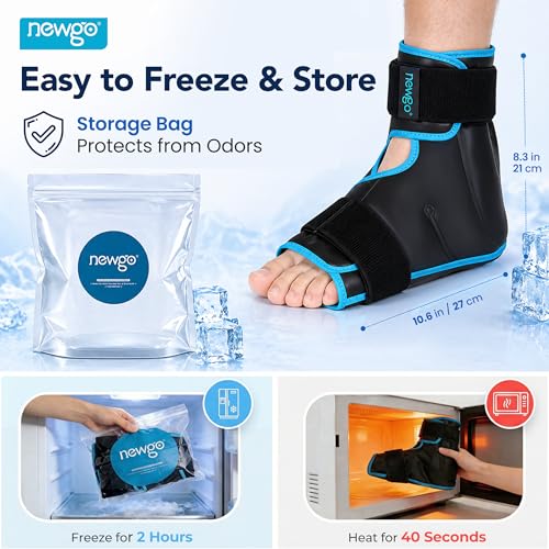NEWGO Foot Ice Pack Wrap, Cold Compression for Plantar Fasciitis, Black - color: Black-1 Pack