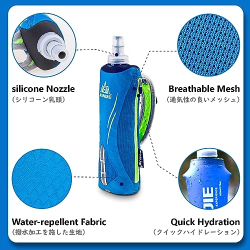 JEELAD Soft Folding Water Bottles TPU Collapsible Flask Ideal for Hydration Vest Running Hiking Cycling Outdoor - color: Black 500ml Handheld Bottle