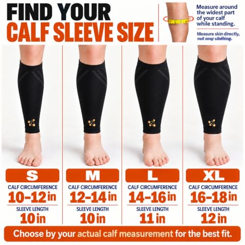 CopperJoint Calf Compression Sleeve for Men & Women, Black, Large, Firm Fit - color: Black, size: Large