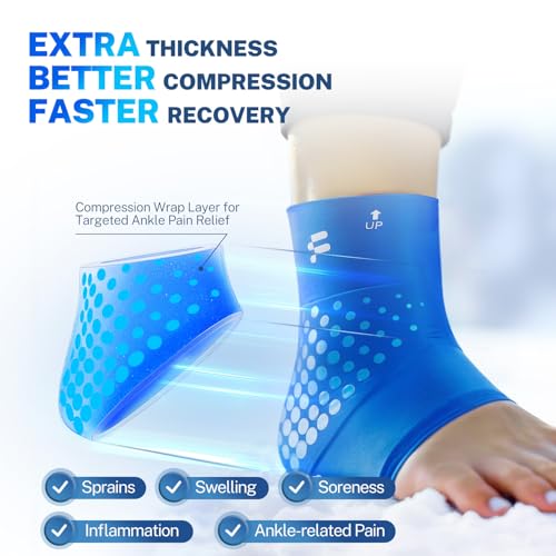 Ankle Ice Pack Wrap, Long-Lasting Cold Compression for Ankle Recovery - color: Blue, size: XL