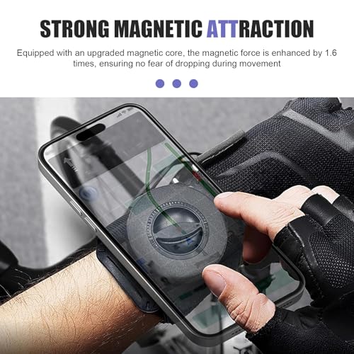Wristband Phone Holder, Adjustable Suction Navigation Arm Strap, Breathable Detachable Sports Forearm Armband Mount, Outdoor Accessory for Biking Walking Jogging (Black)