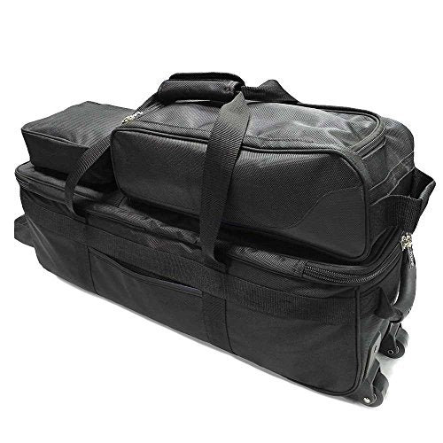 Pyramid Path Triple Tote Roller Plus Bowling Bag with Detachable Shoe Bag (Fits US Mens Size 15), Accessory and Side Pocket, Lightweight Travel Design - color: Black/Black