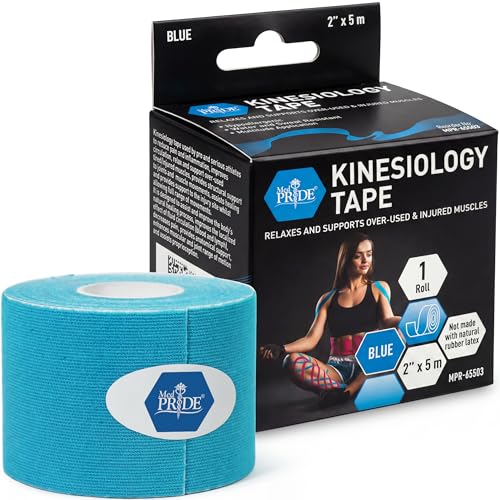 MED PRIDE Kinesiology Tape Roll 2 in x 16.4 ft,Breathable,Latex-Free,Blue - color: Blue