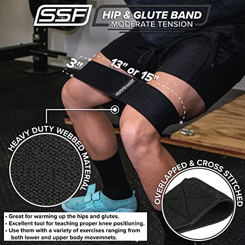 Serious Steel Fitness Hip and Glute Activation Band | Squat & Deadlift Warm-up Band for Hips and Glutes - color: Regular Three Pack (Blue-Medium, Black-Medium, Red-Large)