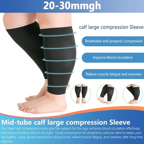 Plus Size Compression Leg Sleeves for Women Men - color: 2pcs-Black, style: 4XL