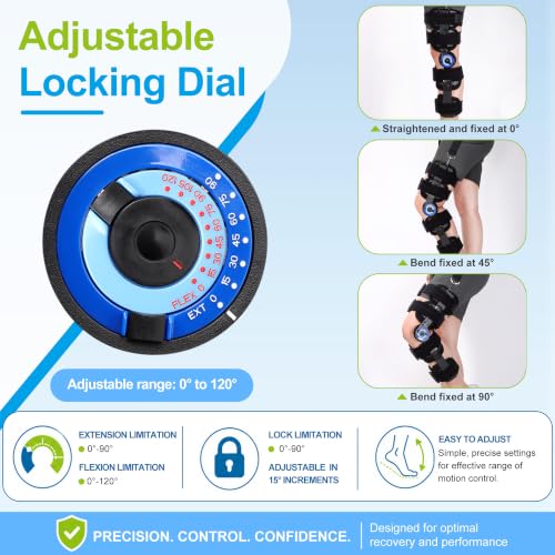 Hinged Knee Brace with Side Stabilizers for Women Men - color: Blue