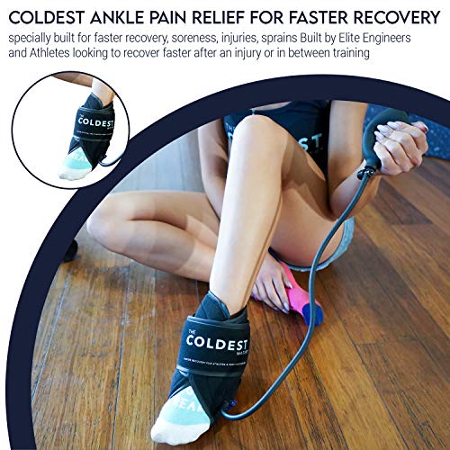 THE COLDEST Ankle Ice Pack - Ice Wrap w/Cold Gel Pack & Air Compression - Faster Recovery Ankle Sleeve Compression Support for Achilles Tendon Injuries, Plantar Fasciitis, Swelling, & more