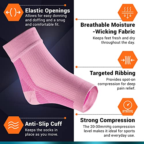 Ankle Brace Socks - Ankle Compression Sleeve - Foot Brace for Women & Men - color: Pink, size: Small