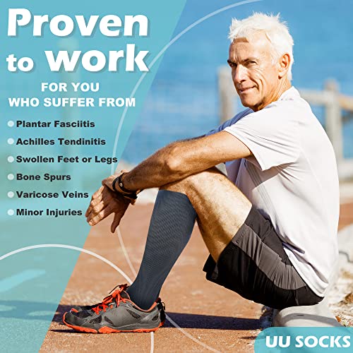Compression Socks for Women and Men, 20-30 mmHg, Knee High, 3 Pairs - color: 01 Black/Black/Black, size: Large-X-Large