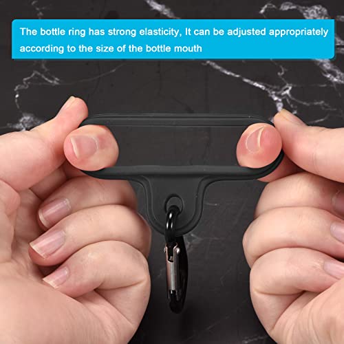 Silicone Water Bottle Clip with Buckle, 3 Pack Drink Holder Hook Keychain Clip Ring for Outdoor Activities Daily Use, Black