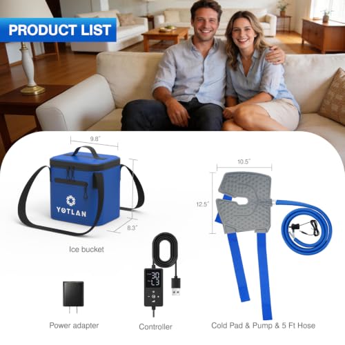 Ice Therapy Machine with Programmable Timer Continuous Cold Therapy System with Ergonomic Knee Pad for Knee Replacement Post-Surgery Recovery Pain Relief and Joint Swelling