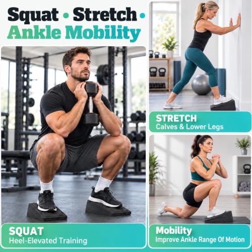 Squat Wedge Block, 960 LBS Weight Capacity, Slant Board for Calf Stretching - color: Classic&Black