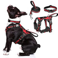 WINSEE Pet Harness Collar and Leash Set, All-in-one Reflective Dog Harness No Pull with Adjustable Buckles for Puppies, Small, Medium, Large, and Extra-Large Dogs (Medium, Red) - color: Red, size: Medium