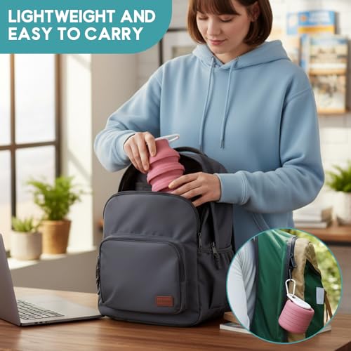 LemonRoad 2 Pcs 20 oz Collapsible Water Bottles, Pink, Navy Blue - color: Pink,Navy Blue