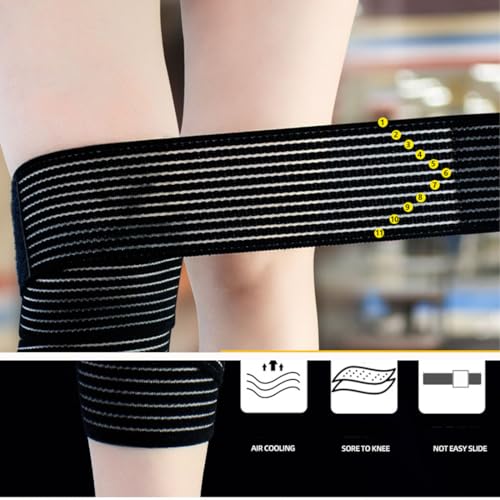 Elastic Knee Wrap Compression Bandage Brace, Black, 1pcs, 70.8 inch
