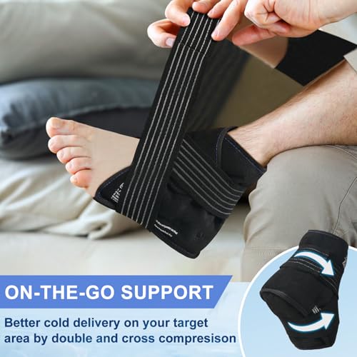 Ankle Ice Pack Wrap with Compression – Reusable Cold Gel Pack for Foot and Achilles, Dual Strap Design with Soft Plush Lining, Flexible Cold Therapy for Ankle Support - style: 1 Pack