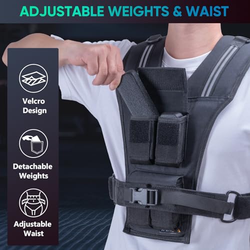 APEXUP Weighted Vest Men, Adjustable Weight Vest for Running - color: Black, size: With Weights-20lbs