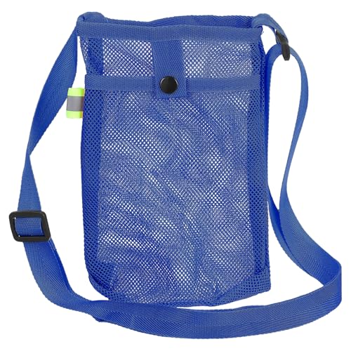 Uxcell Water Bottle Holder With Adjustable Shoulder Strap, Carrier Bag, Mesh Crossbody Carrier With Pocket for Sports, Hiking, Walking, Travel - color: Blue