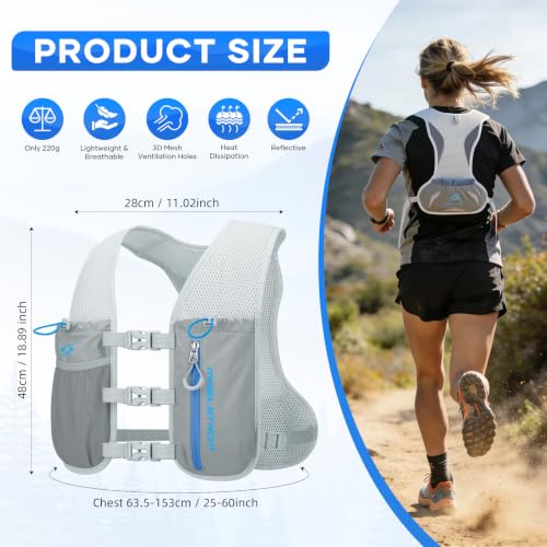 Maelstrom Running Vest, Lightweight Hydration Pack with 500ml Soft Flask - color: Gray