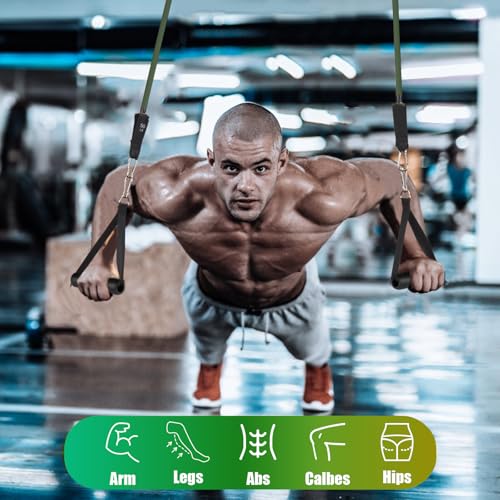 WIKDAY Resistance Bands with Handles for Exercise,beginners - color: 200LBS GREEN