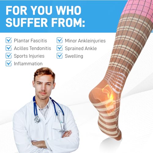 IRAMY Compression Socks Women Ankle Support Gradient Compression Wicking Moisture Knee High Socks 3 Packs - color: Pink+black+brown-3 Packs, size: X-Large