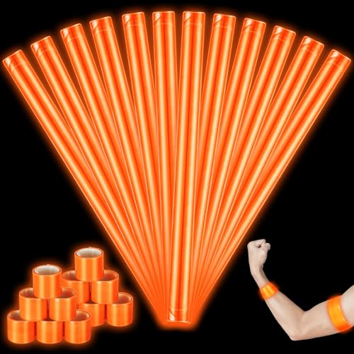 Halloscume Pcs Reflective Arm Snap Band 15.75 in Slap Bracelet - color: Orange