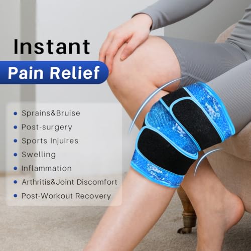 Knee Ice Pack Wrap for Pain Relief 2 Pack, Reusable Gel Cold Therapy, Blue - color: Blue-2 Pack