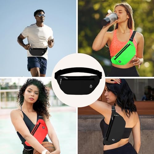 Fanny Pack for Women Men,Crossbody Water Resistant Sports Waist Bag Pack - color: 2pack-black/blue