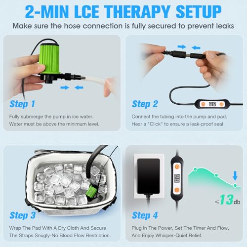 Upgraded Ice Machine for Knee After Surgery,3.0 Portable Cold Therapy Machine for Knee Replacement,Ice Compression Knees Machine for Hip,Cold Therapy Machine with 6 Timer,Electric Ice Pack for Knees