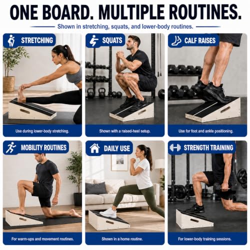 Wooden Slant Board for Exercise, Calf Stretch Board, 500 lb Capacity - size: Pro Slant Board (16”L × 12.5”W)