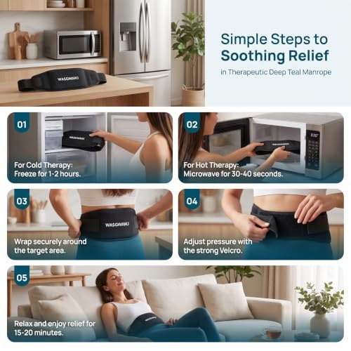 Ice Pack Wrap for Back & Abdomen, 46" Reusable Gel Belt