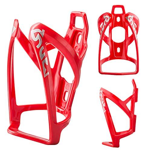 Suruid Bike Water Bottle Cage, Universal Bike Water Drink Holder, Durable Ultralight Plastic Water Bottle Holder for Bicycle, Cycling Bottle Cages for MTB, Road Bike, Mountain Bikes, 2 Pack - Red - color: Red