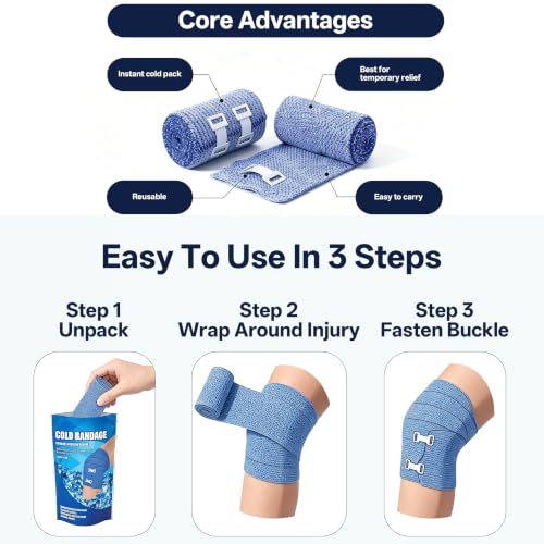 Menthol Cold Compression Wrap, Reusable Ice Tape for Muscle & Joint Support, Cotton Cooling Bandage with Adjustable Buckle for Post-Workout Relief & Outdoor Preparedness
