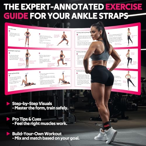 Ankle Straps for Cable Machines, Leg Straps for Glute Kick Back Accessories - color: Black