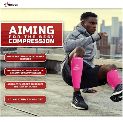 Calf Compression Sleeves For Men And Women - Shin Splint Compression Sleeve - Calf Brace Running, Cycling, Football - color: Pink, size: Small
