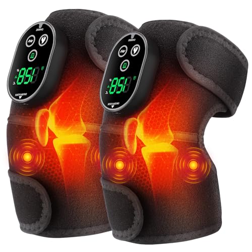 Cordless Knee Heating Pad, Heated Knee Massager with Vibration FSA Eligible - color: Black(pair)