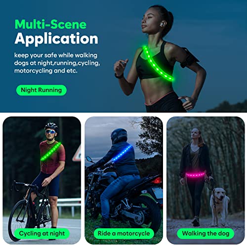 Higo LED Running Belt - Reflective Light Up Waistband for Night Activities, Glowing LED Waist Light for Running, Cycling, Hiking, Camping - color: Green