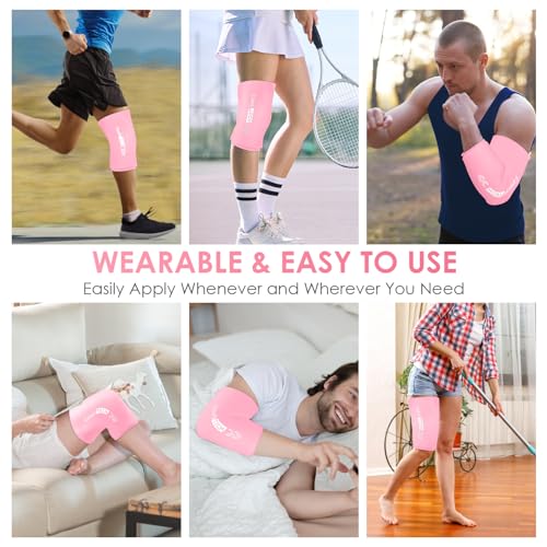 ComfiTECH Reusable Knee Ice Pack Wrap, Flexible Cold Gel Sleeve, Pink, XL