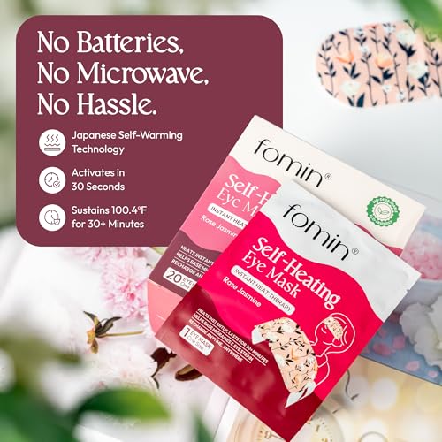 Steam Eye Mask for Fathers Day, 20 Packs Rose & Jasmine Self Heating Warm Compress for Dry Eyes, Puffy Eyes & Dark Circles, Disposable Heated Eye Mask, Travel Essentials & Relaxation Gifts for Men - color: Rose and Jasmine