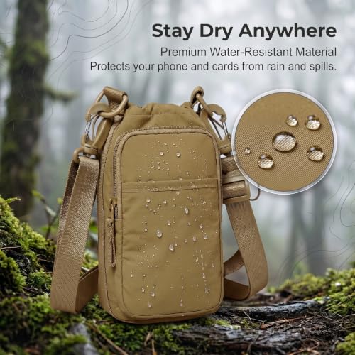 Water Bottle Holder with Strap, Crossbody Sling Bag for Walking Hiking - color: Olive Green