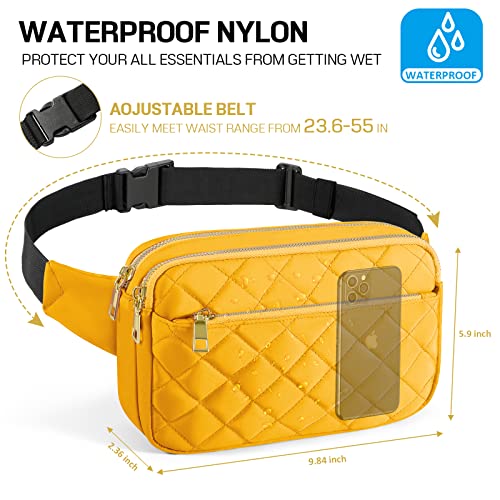 CXWMZY Fashion Fanny Packs for Women & Men, Girls Boys Teens Waist Bag Hip Bum Bag Cute Fanny Pack Casual Bum Bag with Multi-Pockets Adjustable Belts for Disney Traveling Cycling Running (Yellow) - color: Yellow