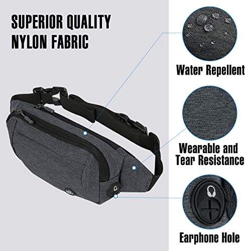 WATERFLY Small Fanny Pack Crossbody Lightweight Waist Bag for Woman Man - color: B-Grey