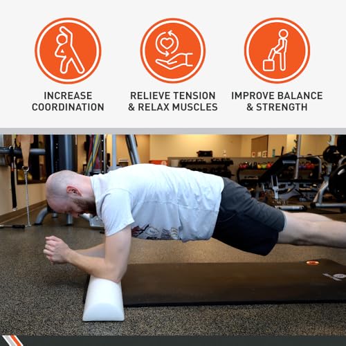 BodySport Half Foam Roller, 6 x 12 in - Half-Round Foam Roller for Stretching, Balance, Positioning and Physical Therapy Exercises - size: Half 6 x 12 in