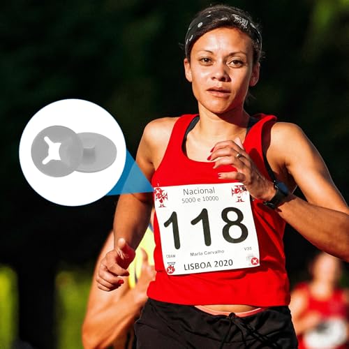 PATIKIL Running Bib Race Clips, 40 Pcs Race Fastener Race Number Buckle Fixing System Marathon Number Buckles Fasteners Holders for Runners Field, Grey - color: Grey
