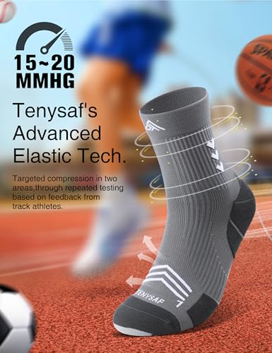 Mens Compression Running Socks: 360° Targeted Support Secure Fit - color: A-white Gray Black, size: 6-9