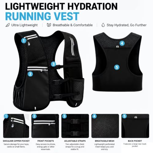 Running Vest for Women and Men,Vests with Water Bladder and Included Bottle，Lightweight Hydration Trail Running Vest - color: PINK, size: Medium-Large