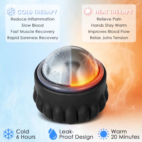 Massage Ice Roller Ball Cold & Heat Therapy Pain Relief Myofascial Release - color: Black