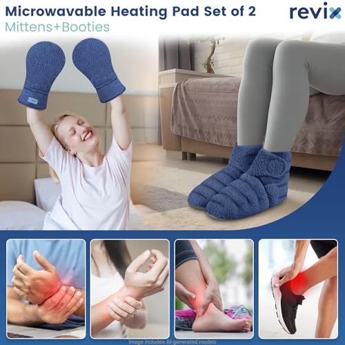 REVIX Microwavable Heating Mittens & Booties, Foot Warmers 2 Pack, Navy S