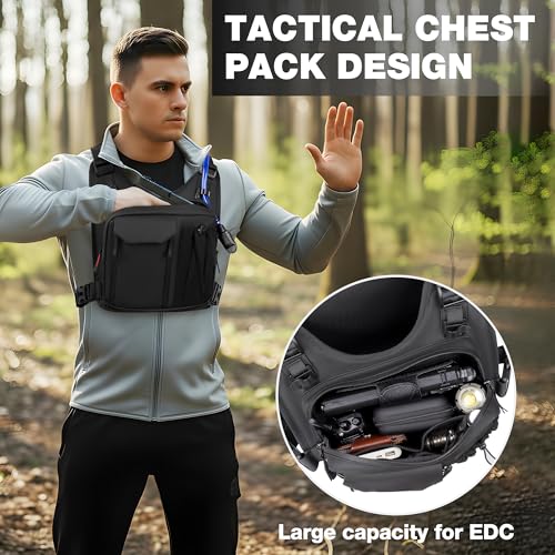 JXFUKAL Running Vest, Lightweight Hydration Backpack with 2L Water Bladder, Reflective Hydration Pack, Tactical Chest Pack Bag for Hiking Running Cycling Marathon for Women Men
