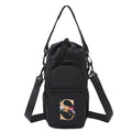 Initail Water Bottle Holder with Strap, Adjustable Multi-Function Water Bottle Bag for 32oz/40oz, Lightweight Shoulder Carrier for Hiking, Travel, Sports, and the Gym - color: BK-S